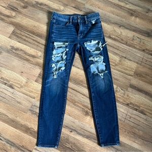 American Eagle Jeans Hi Rise Jegging Ladies4 Short Next Level Stretch Distressed